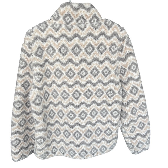 Coffee Shop NY Fuzzy Sherpa Quarter Zip Pullover Women's Size L - Picture 2 of 7